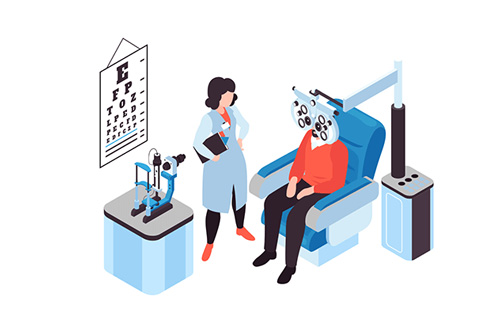 眼睛检查卡通图