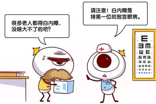 白内障致盲眼病对话漫画图