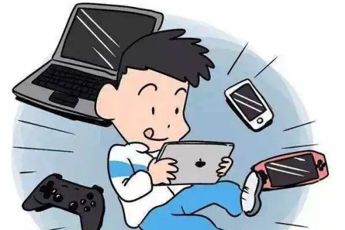 沉迷电子产品图